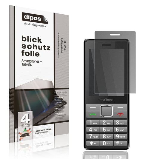 Blickschutzfolie von dipos passend für MP myPhone 7340 LTE, präziser Zuschnitt und blasenfrei montiert