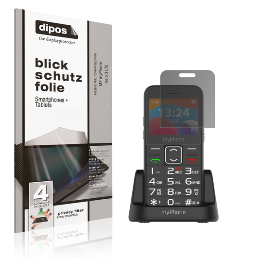 Blickschutzfolie von dipos passend für MP myPhone Halo 3 LTE, präziser Zuschnitt und blasenfrei montiert