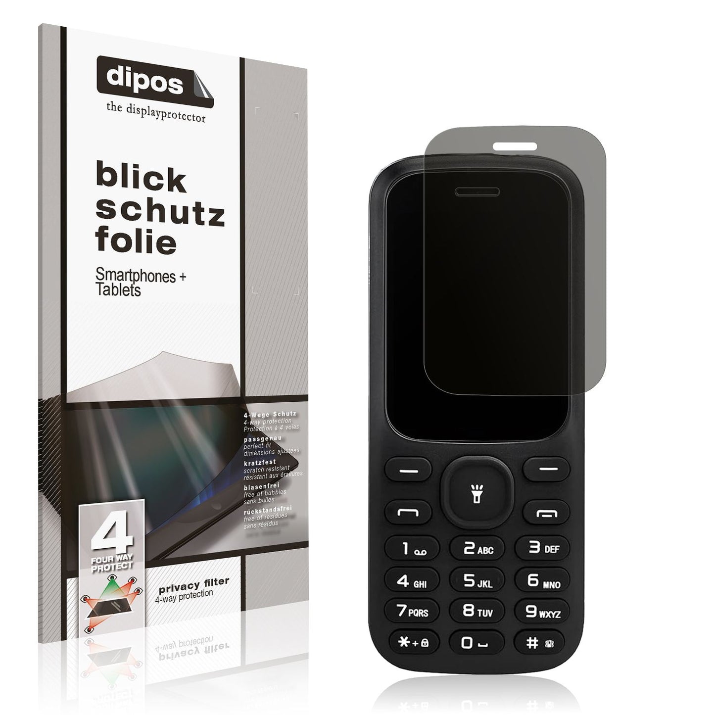 Blickschutzfolie von dipos passend für mpTech myPhone Fusion 059029-83617, präziser Zuschnitt und blasenfrei montiert