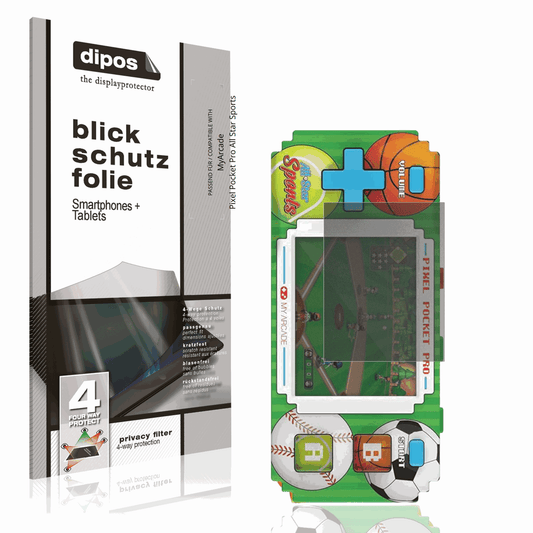 Blickschutzfolie von dipos passend für MyArcade Pixel Pocket Pro All Star Sports, präziser Zuschnitt und blasenfrei montiert