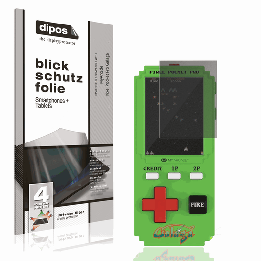 Blickschutzfolie von dipos passend für MyArcade Pixel Pocket Pro Galaga, präziser Zuschnitt und blasenfrei montiert