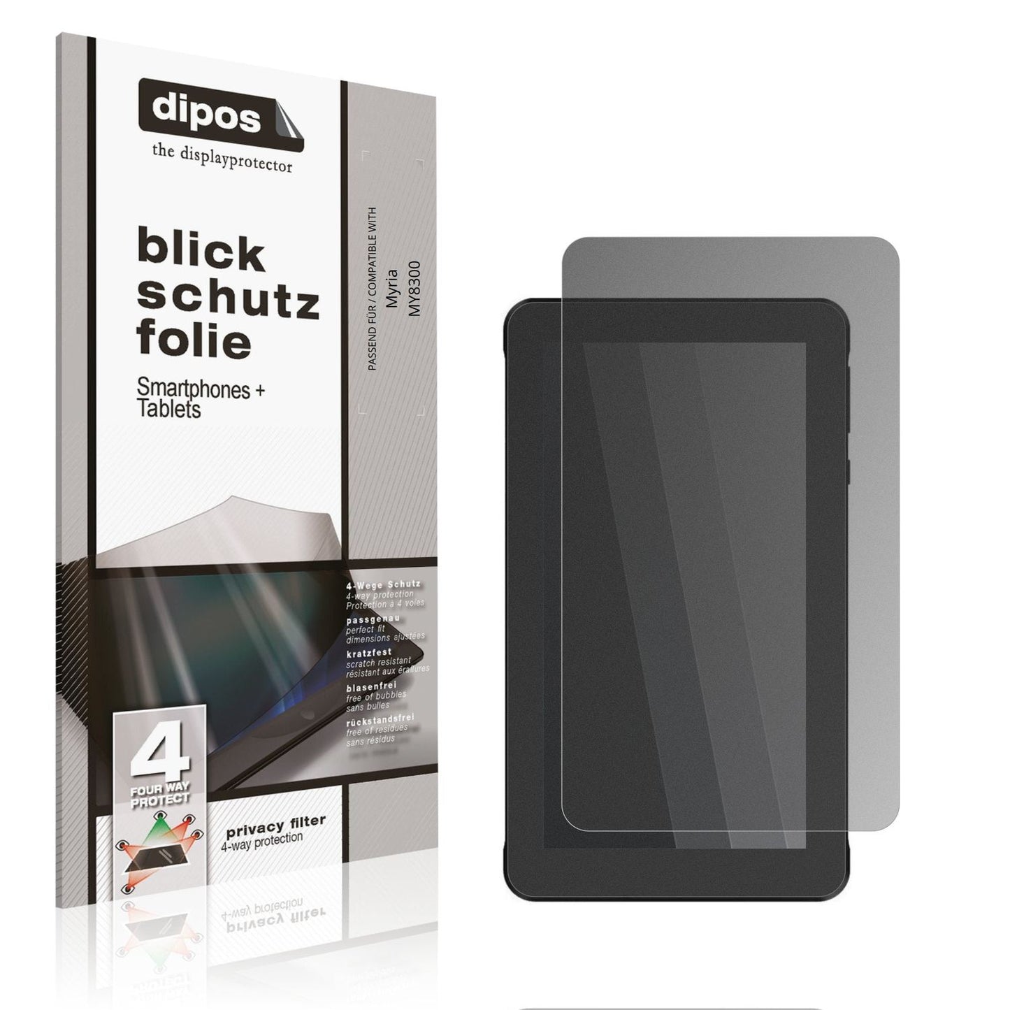 Blickschutzfolie von dipos passend für Myria MY8300, präziser Zuschnitt und blasenfrei montiert