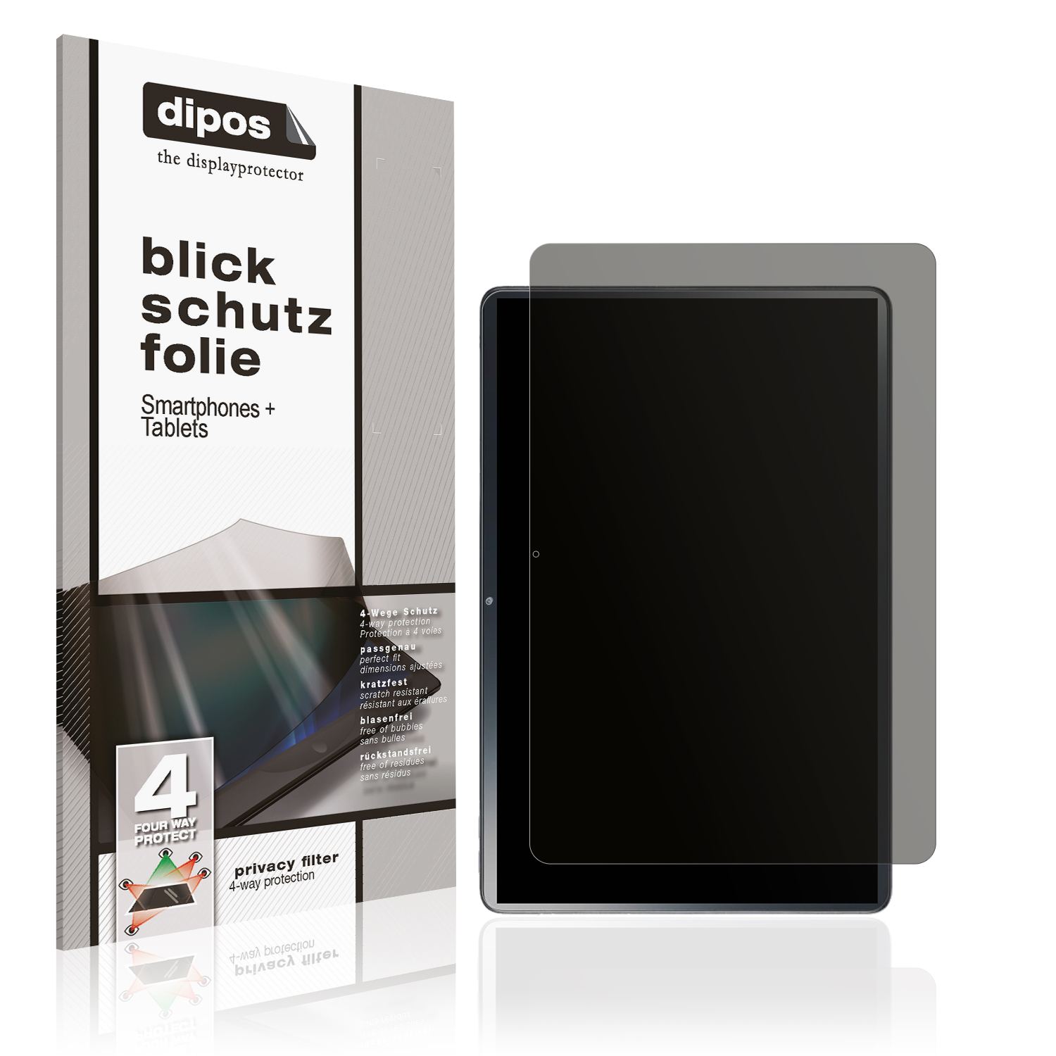 Blickschutzfolie von dipos passend für NEC Lavie Tab T11 T1175FAS, präziser Zuschnitt und blasenfrei montiert