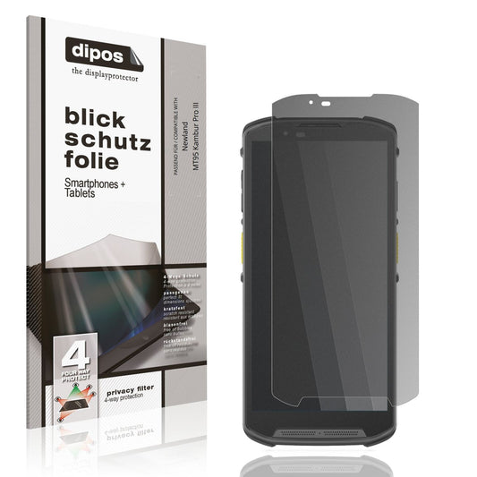Blickschutzfolie von dipos passend für Newland MT95 Kambur Pro III, präziser Zuschnitt und blasenfrei montiert
