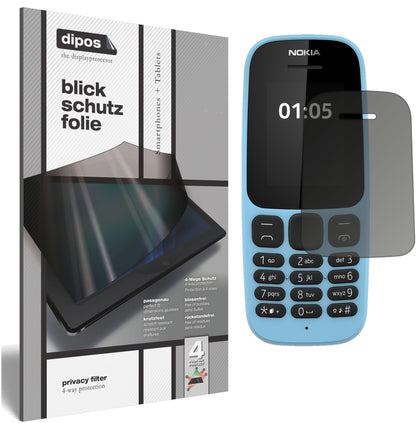 Blickschutzfolie von dipos passend für Nokia 105 (2019), präziser Zuschnitt und blasenfrei montiert