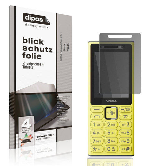 Blickschutzfolie von dipos passend für Nokia 200 4G, präziser Zuschnitt und blasenfrei montiert