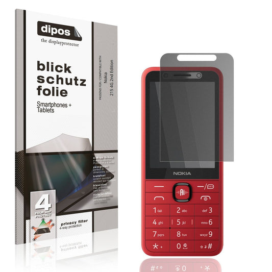 Blickschutzfolie von dipos passend für Nokia 215 4G 2nd Edition, präziser Zuschnitt und blasenfrei montiert