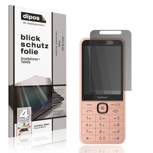 Blickschutzfolie von dipos passend für Nokia 250 4G Smart, präziser Zuschnitt und blasenfrei montiert