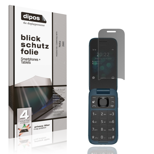 Blickschutzfolie von dipos passend für Nokia 2660, präziser Zuschnitt und blasenfrei montiert