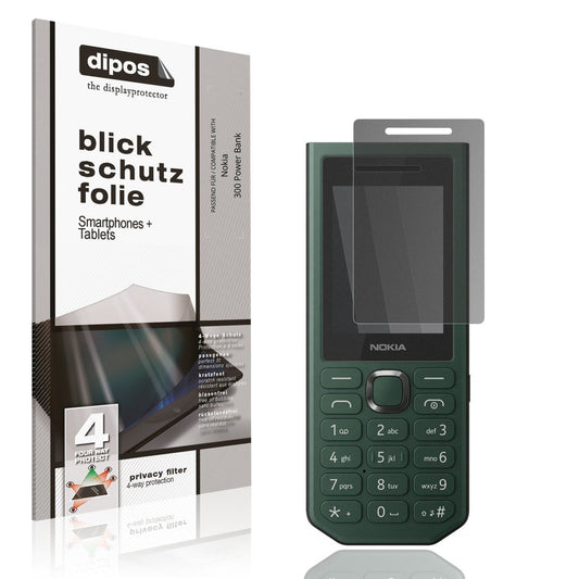 Blickschutzfolie von dipos passend für Nokia 300 Power Bank, präziser Zuschnitt und blasenfrei montiert