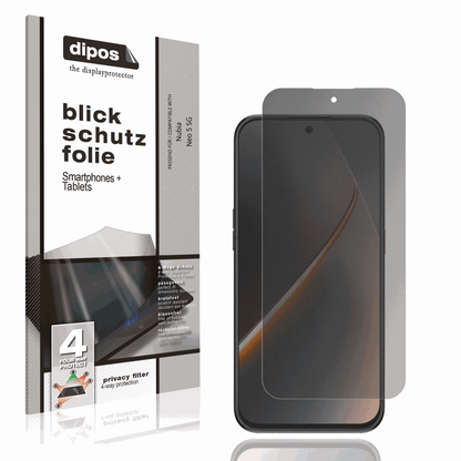 Blickschutzfolie von dipos passend für Nubia Neo 5 5G, präziser Zuschnitt und blasenfrei montiert