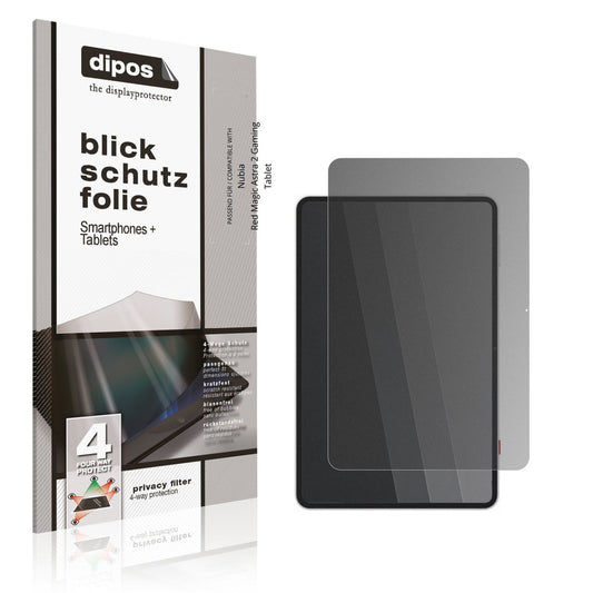 Blickschutzfolie von dipos passend für Nubia Red Magic Astra 2 Gaming Tablet, präziser Zuschnitt und blasenfrei montiert