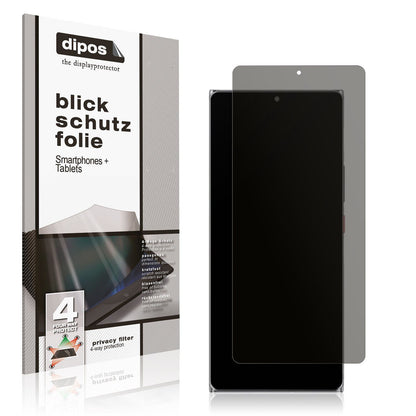 Blickschutzfolie von dipos passend für nubia Z40 Pro, präziser Zuschnitt und blasenfrei montiert