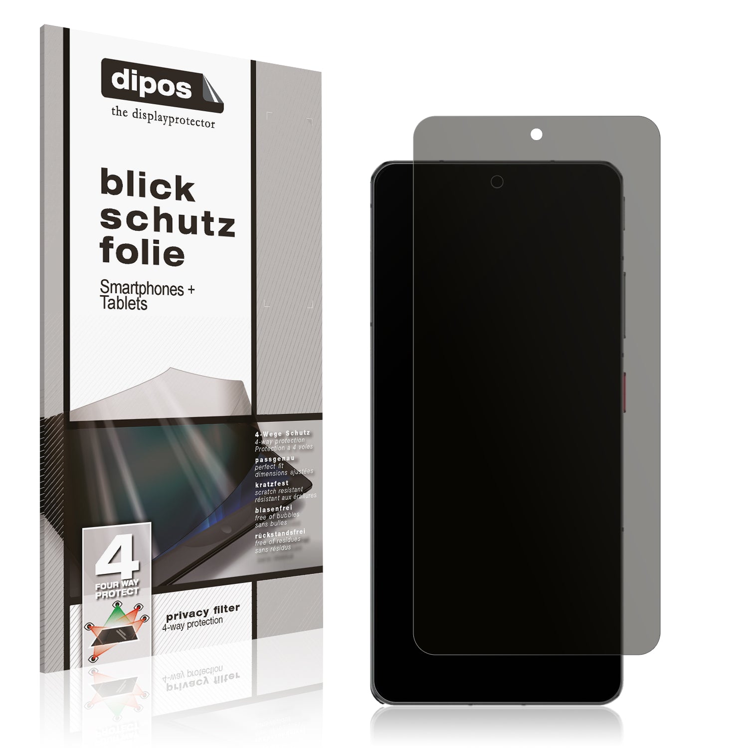 Blickschutzfolie von dipos passend für Nubia Z60s Pro, präziser Zuschnitt und blasenfrei montiert