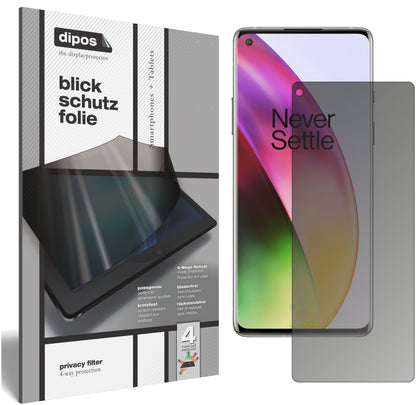 Blickschutzfolie von dipos passend für OnePlus 8, präziser Zuschnitt und blasenfrei montiert
