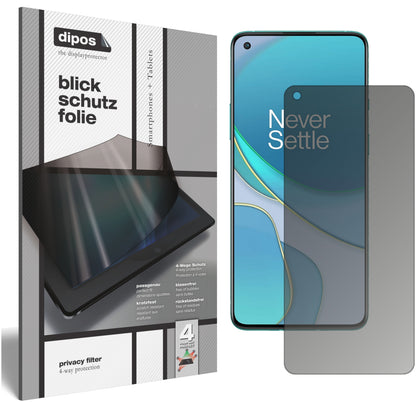 Blickschutzfolie von dipos passend für OnePlus 8T, präziser Zuschnitt und blasenfrei montiert