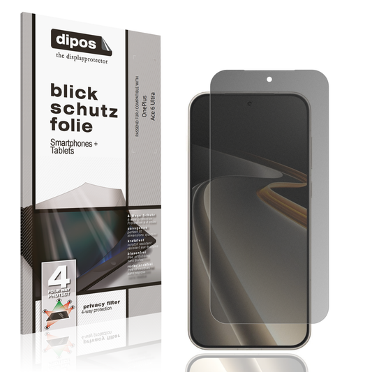 Blickschutzfolie von dipos passend für OnePlus Ace 6 Ultra, präziser Zuschnitt und blasenfrei montiert