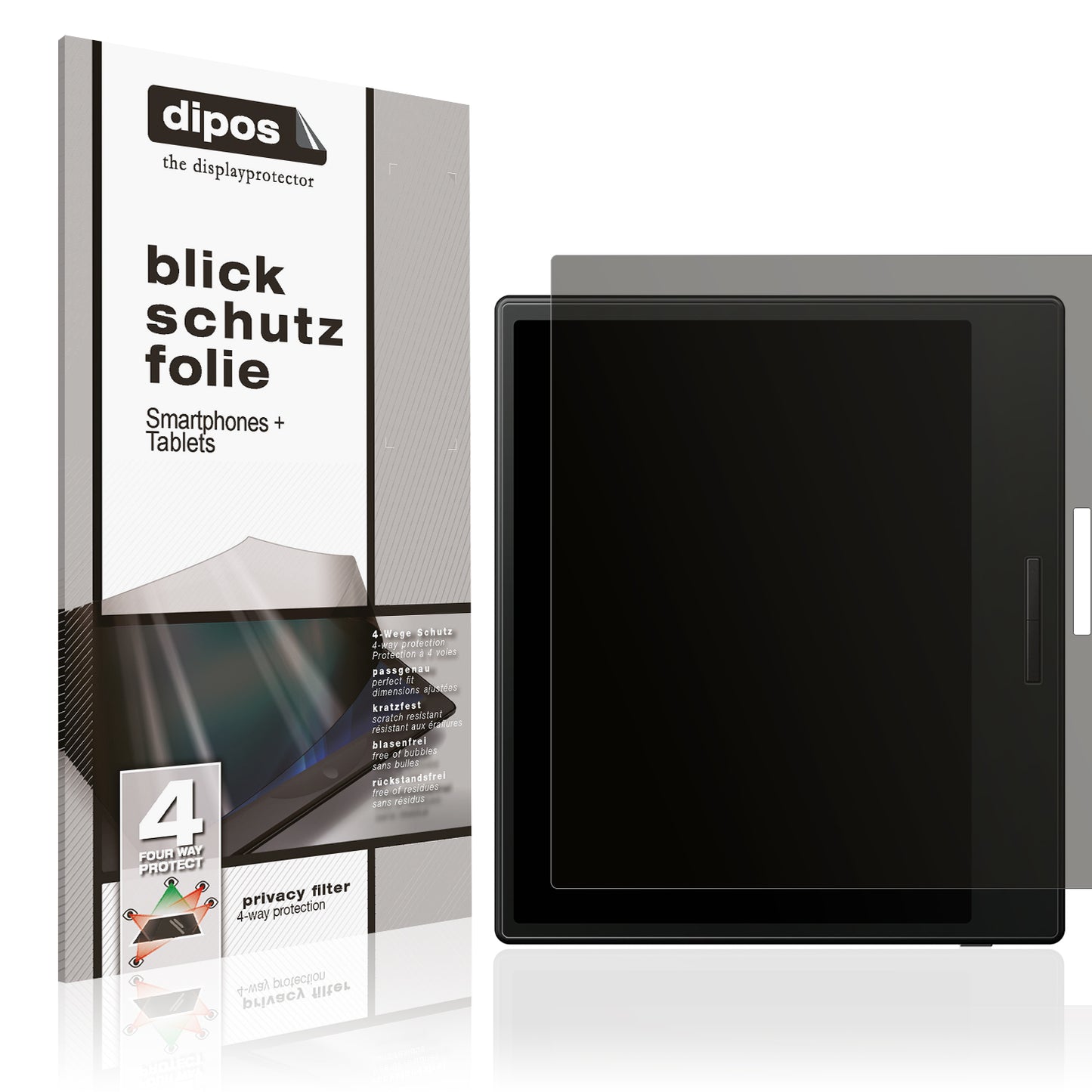 Blickschutzfolie von dipos passend für Onyx Boox Go Color 7, präziser Zuschnitt und blasenfrei montiert