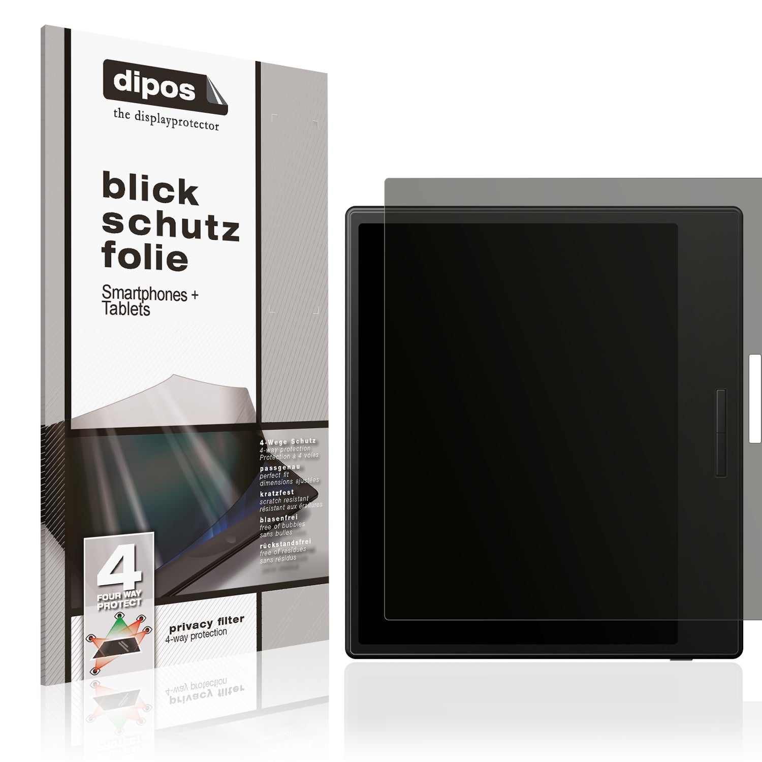 Blickschutzfolie von dipos passend für Onyx Boox Go Color 7, präziser Zuschnitt und blasenfrei montiert