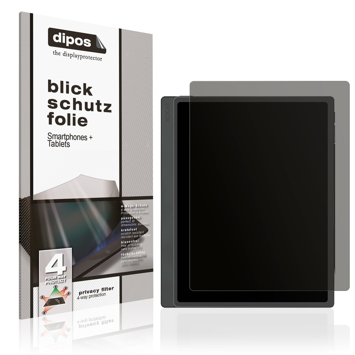 Blickschutzfolie von dipos passend für Onyx Boox Tab Ultra C Pro, präziser Zuschnitt und blasenfrei montiert