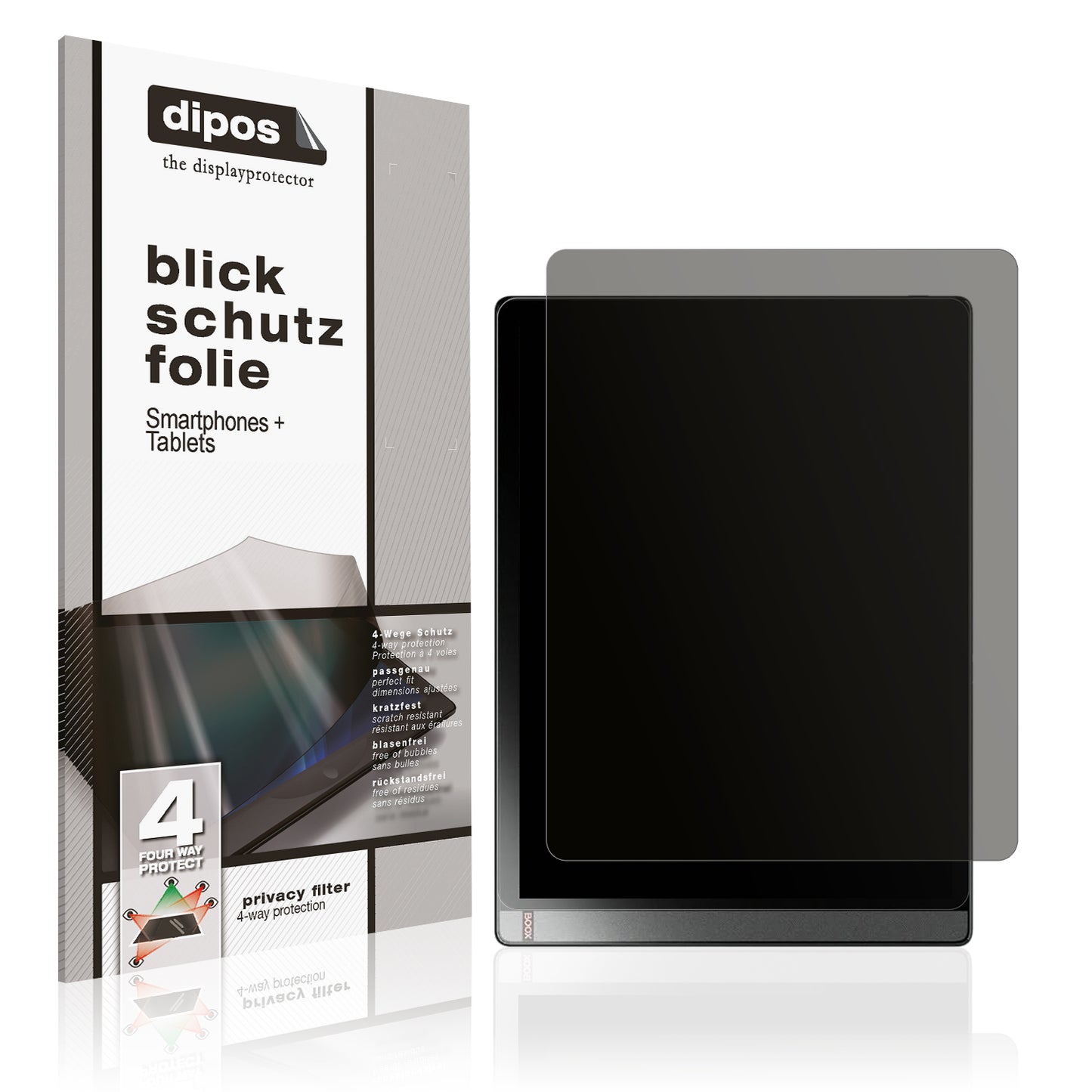 Blickschutzfolie von dipos passend für Onyx Boox Tab X, präziser Zuschnitt und blasenfrei montiert