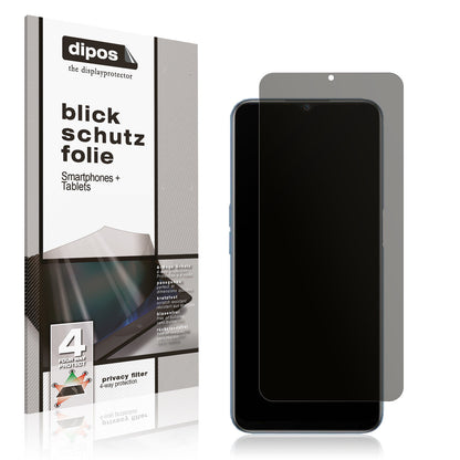 Blickschutzfolie von dipos passend für OPPO A16, präziser Zuschnitt und blasenfrei montiert