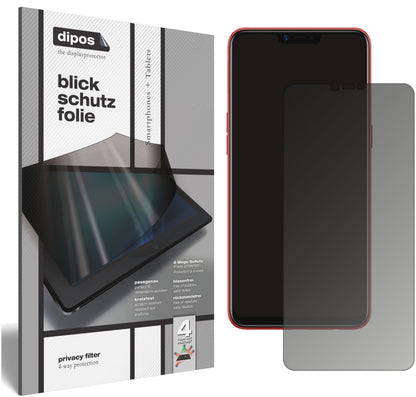 Blickschutzfolie von dipos passend für OPPO A3S, präziser Zuschnitt und blasenfrei montiert