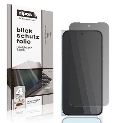 Blickschutzfolie von dipos passend für Oppo F35 Pro, präziser Zuschnitt und blasenfrei montiert