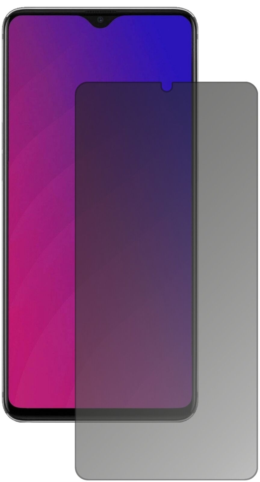 Blickschutzfolie von dipos passend für Oppo F9, präziser Zuschnitt und blasenfrei montiert