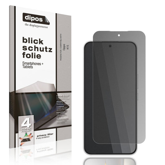 Blickschutzfolie von dipos passend für Oppo K15, präziser Zuschnitt und blasenfrei montiert