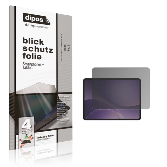 Blickschutzfolie von dipos passend für Oppo Pad 5, präziser Zuschnitt und blasenfrei montiert