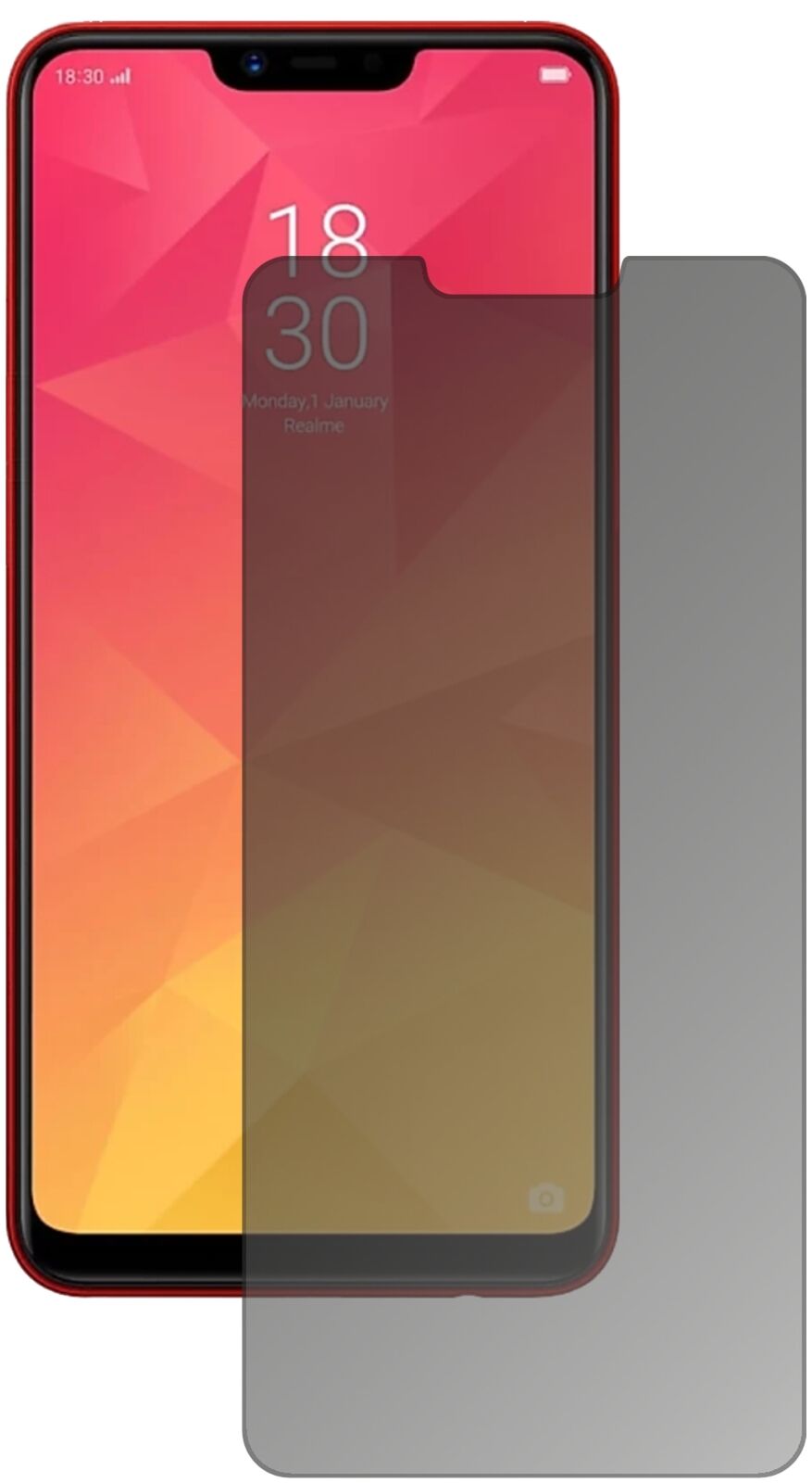 Blickschutzfolie von dipos passend für Oppo Realme 2, präziser Zuschnitt und blasenfrei montiert