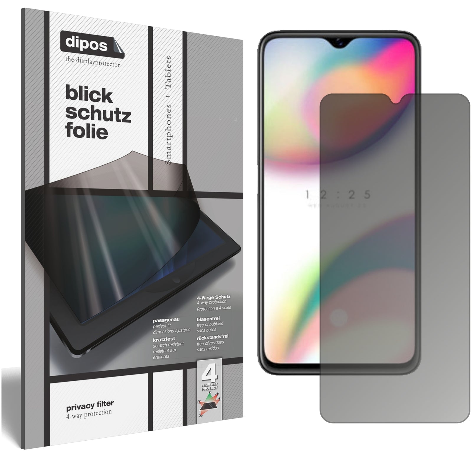 Blickschutzfolie von dipos passend für Oppo Reno Z, präziser Zuschnitt und blasenfrei montiert