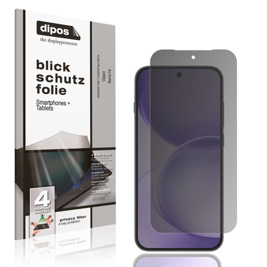 Blickschutzfolie von dipos passend für Oppo Reno16, präziser Zuschnitt und blasenfrei montiert