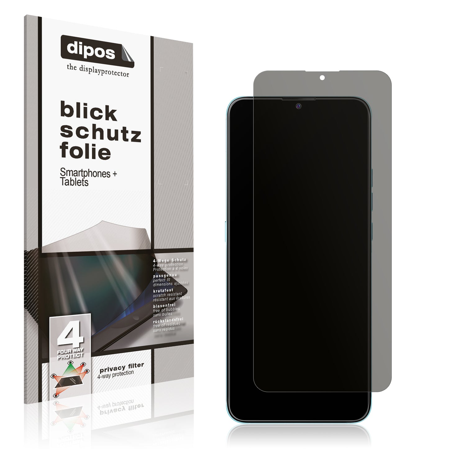 Blickschutzfolie von dipos passend für Oukitel C33 4G, präziser Zuschnitt und blasenfrei montiert