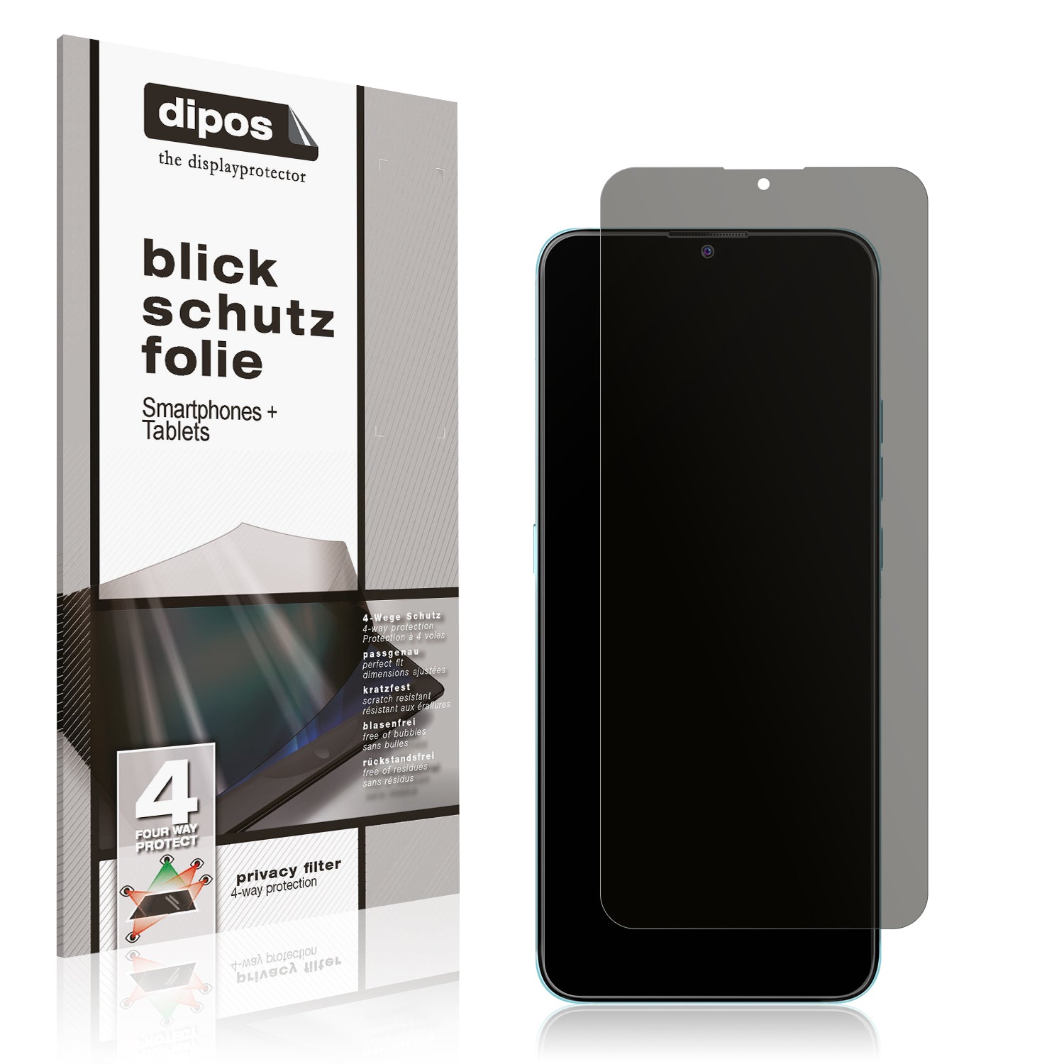 Blickschutzfolie von dipos passend für Oukitel C33 4G, präziser Zuschnitt und blasenfrei montiert