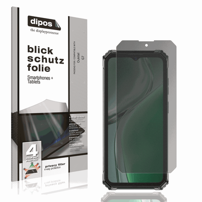 Blickschutzfolie von dipos passend für Oukitel G7, präziser Zuschnitt und blasenfrei montiert