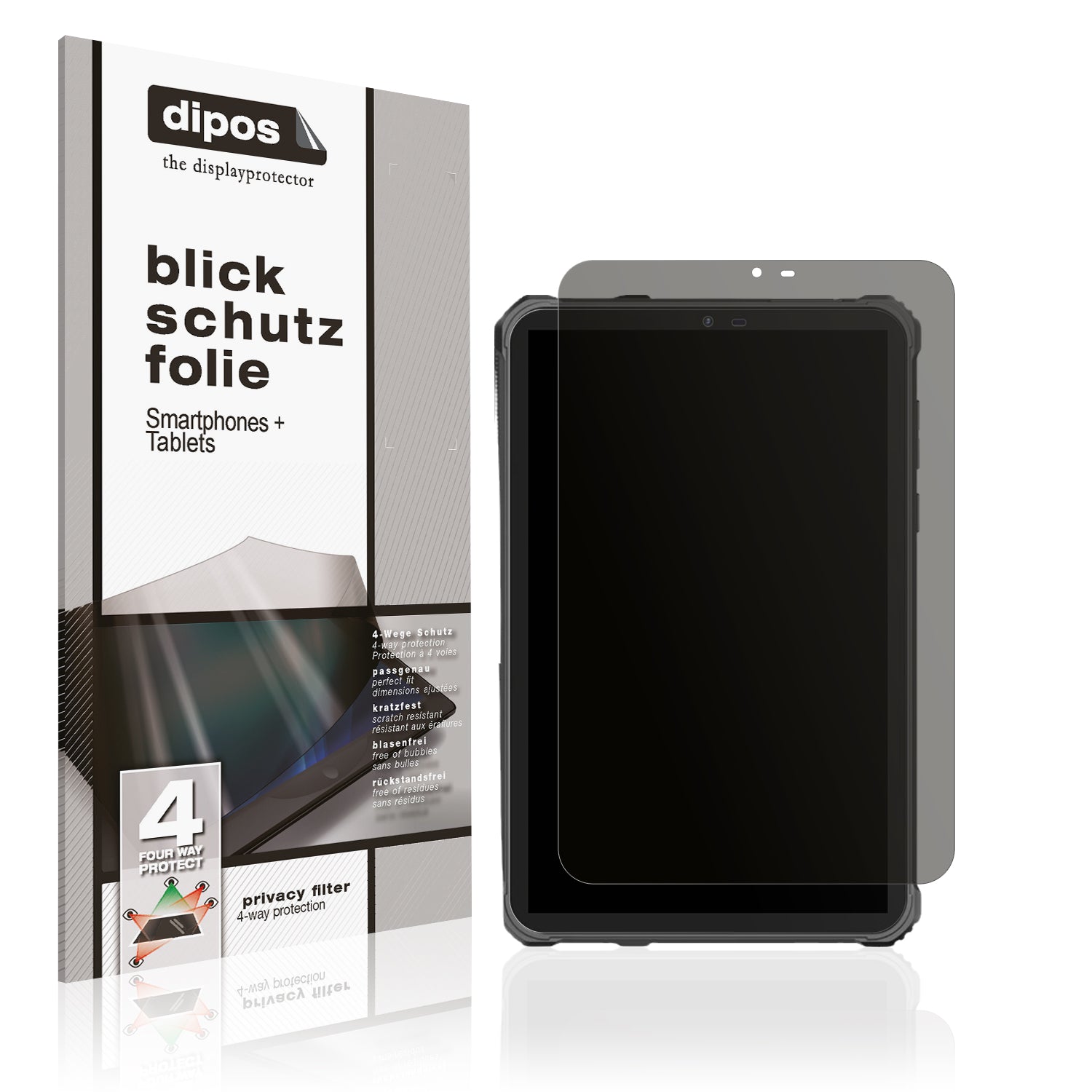 Blickschutzfolie von dipos passend für Oukitel RT3 Pro, präziser Zuschnitt und blasenfrei montiert