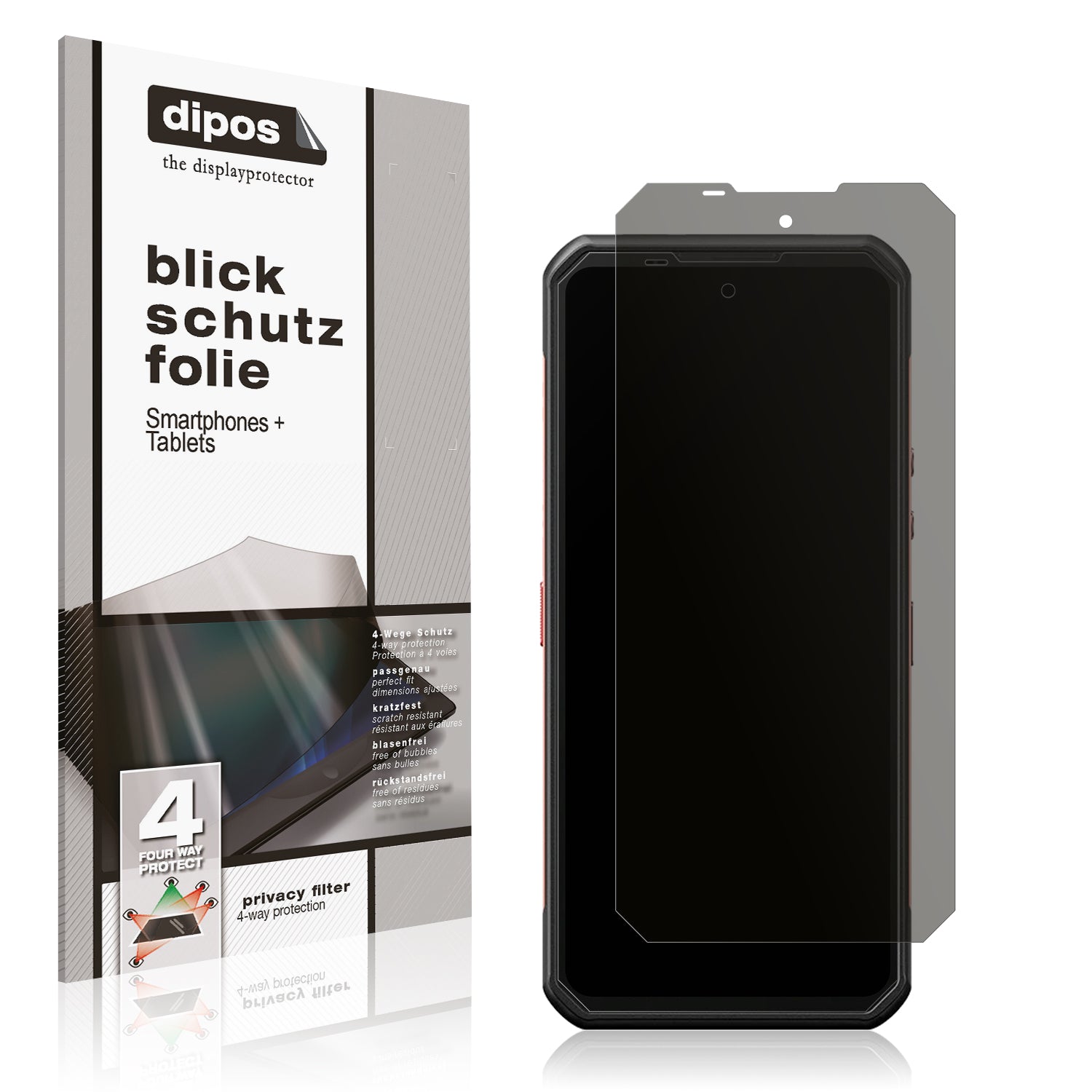 Blickschutzfolie von dipos passend für Oukitel WP300 5G, präziser Zuschnitt und blasenfrei montiert