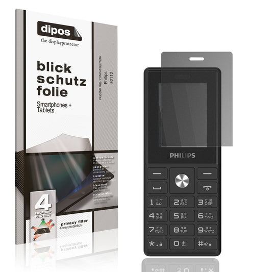 Blickschutzfolie von dipos passend für Philips E2112, präziser Zuschnitt und blasenfrei montiert