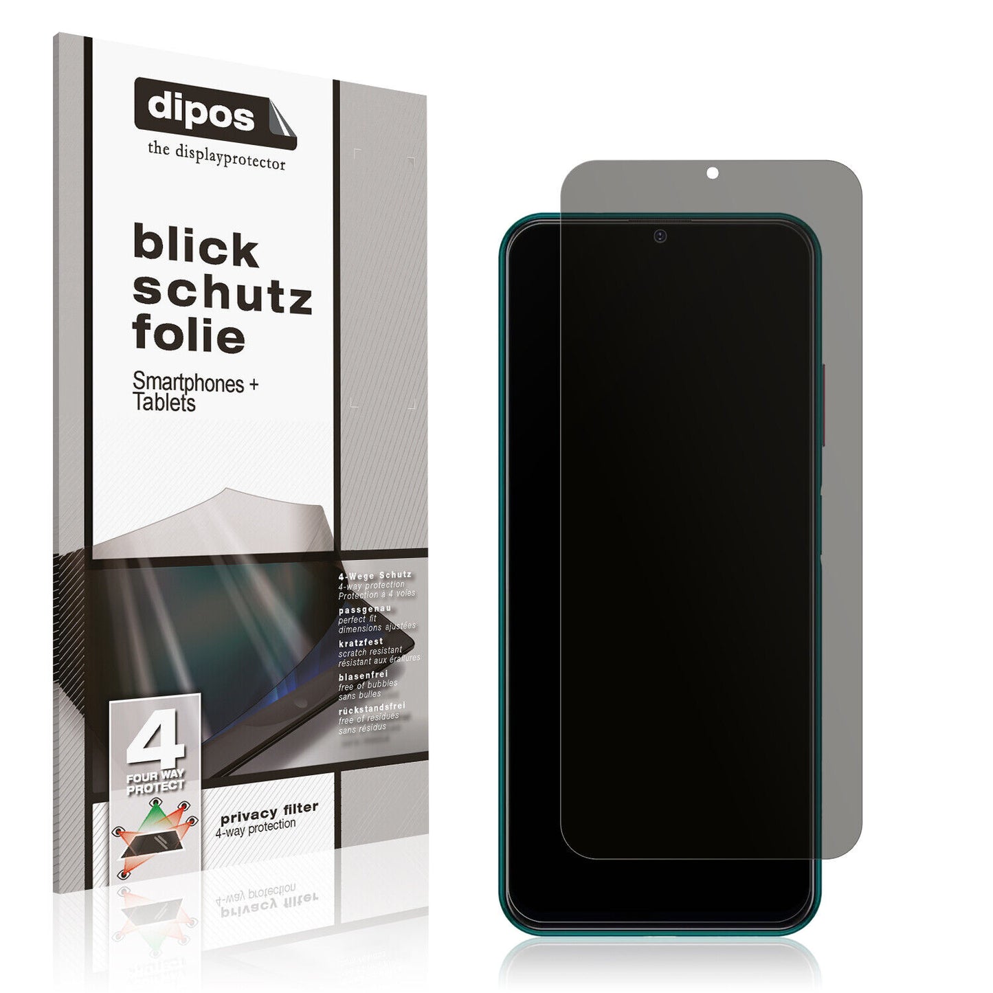 Blickschutzfolie von dipos passend für Philips S706, präziser Zuschnitt und blasenfrei montiert