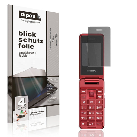 Blickschutzfolie von dipos passend für Philips Xenium E2601, präziser Zuschnitt und blasenfrei montiert