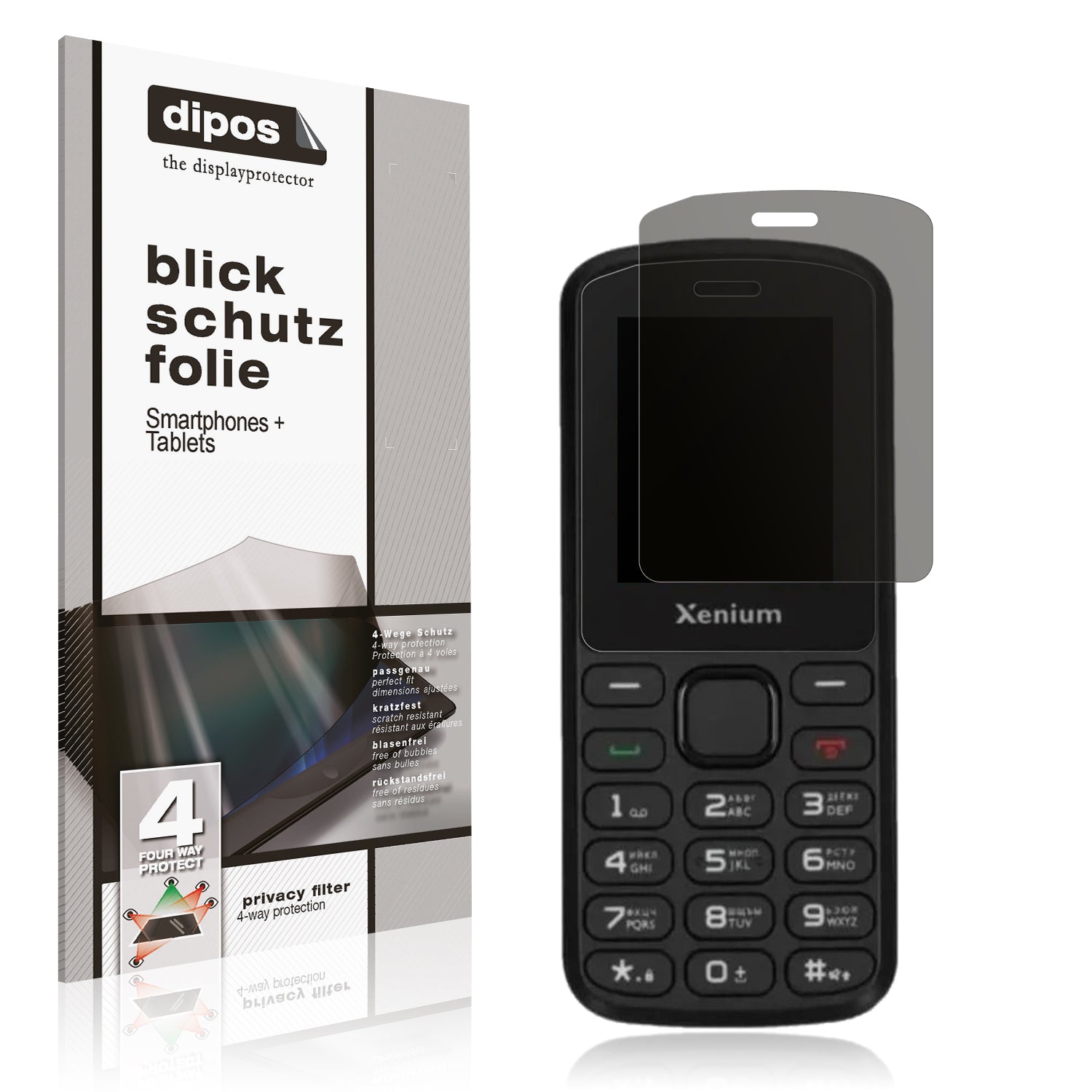Blickschutzfolie von dipos passend für Philips Xenium X170, präziser Zuschnitt und blasenfrei montiert
