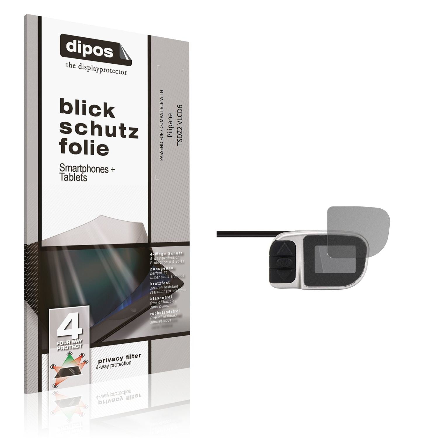 Blickschutzfolie von dipos passend für Pilipane TSDZ2 VLCD6, präziser Zuschnitt und blasenfrei montiert