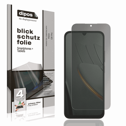 Blickschutzfolie von dipos passend für POCO C81 Pro, präziser Zuschnitt und blasenfrei montiert