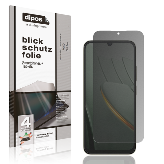 Blickschutzfolie von dipos passend für POCO C81 Pro, präziser Zuschnitt und blasenfrei montiert