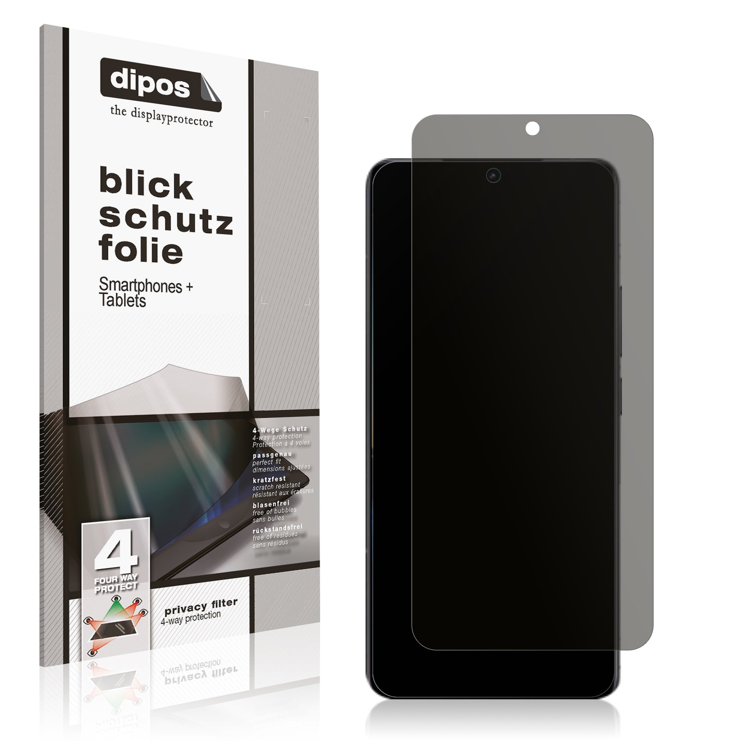 Blickschutzfolie von dipos passend für Poco F6, präziser Zuschnitt und blasenfrei montiert