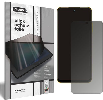 Blickschutzfolie von dipos passend für Poco M3 Pro 5G, präziser Zuschnitt und blasenfrei montiert