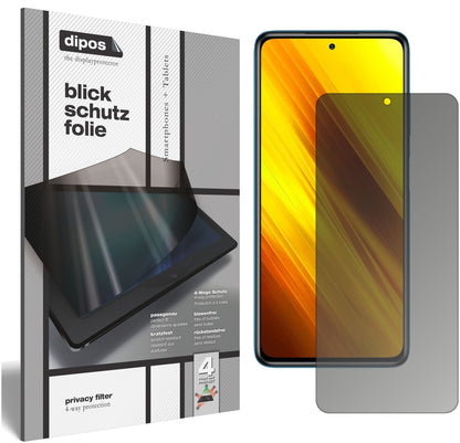 Blickschutzfolie von dipos passend für Poco X3 NFC, präziser Zuschnitt und blasenfrei montiert