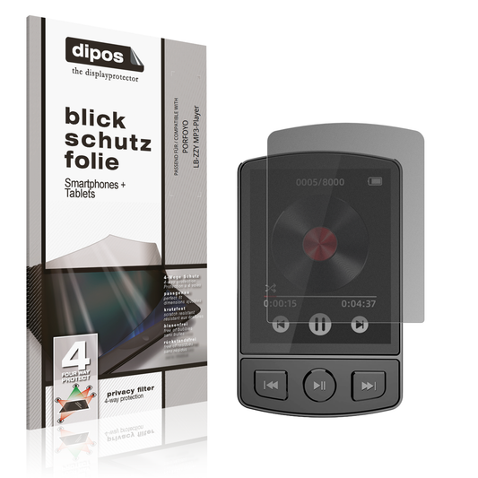 Blickschutzfolie von dipos passend für PORFOYO LB-ZZY MP3-Player, präziser Zuschnitt und blasenfrei montiert